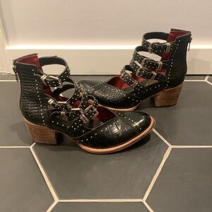 Freebird by Steven Felicity Black Croco Leather Boots - Size 9